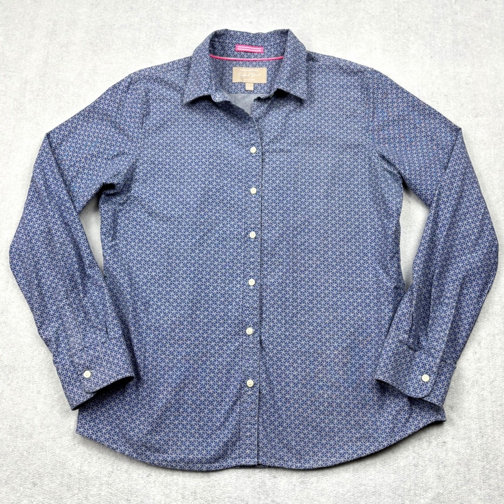Banana Republic Oxford Shirt Womens Large Blue Nautical Anchor Cotton Button Up